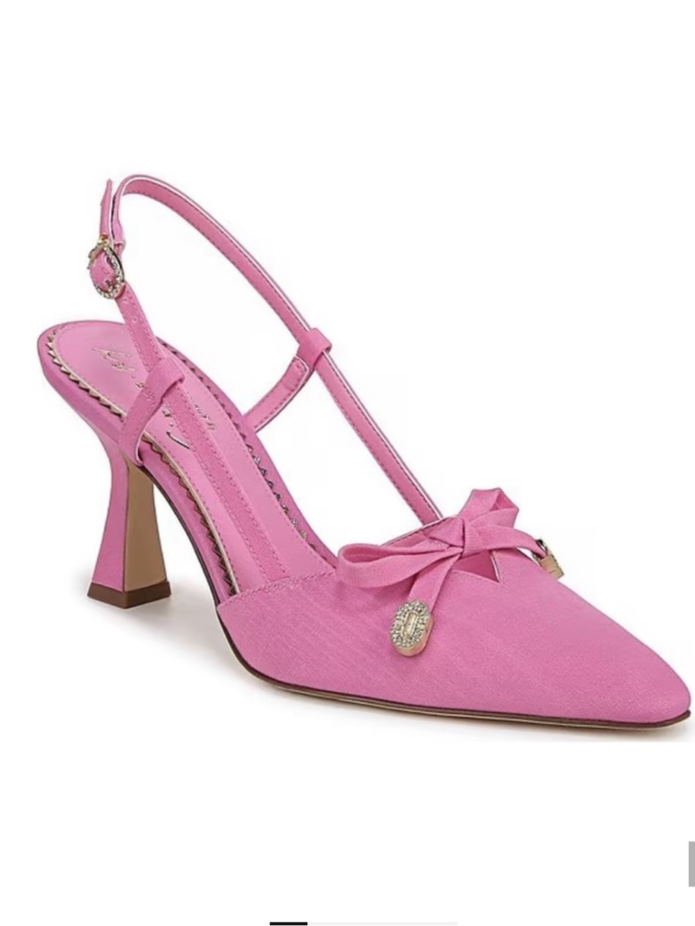 Sam Edelman Pink Pointed Slingback Heel with Bow Charm